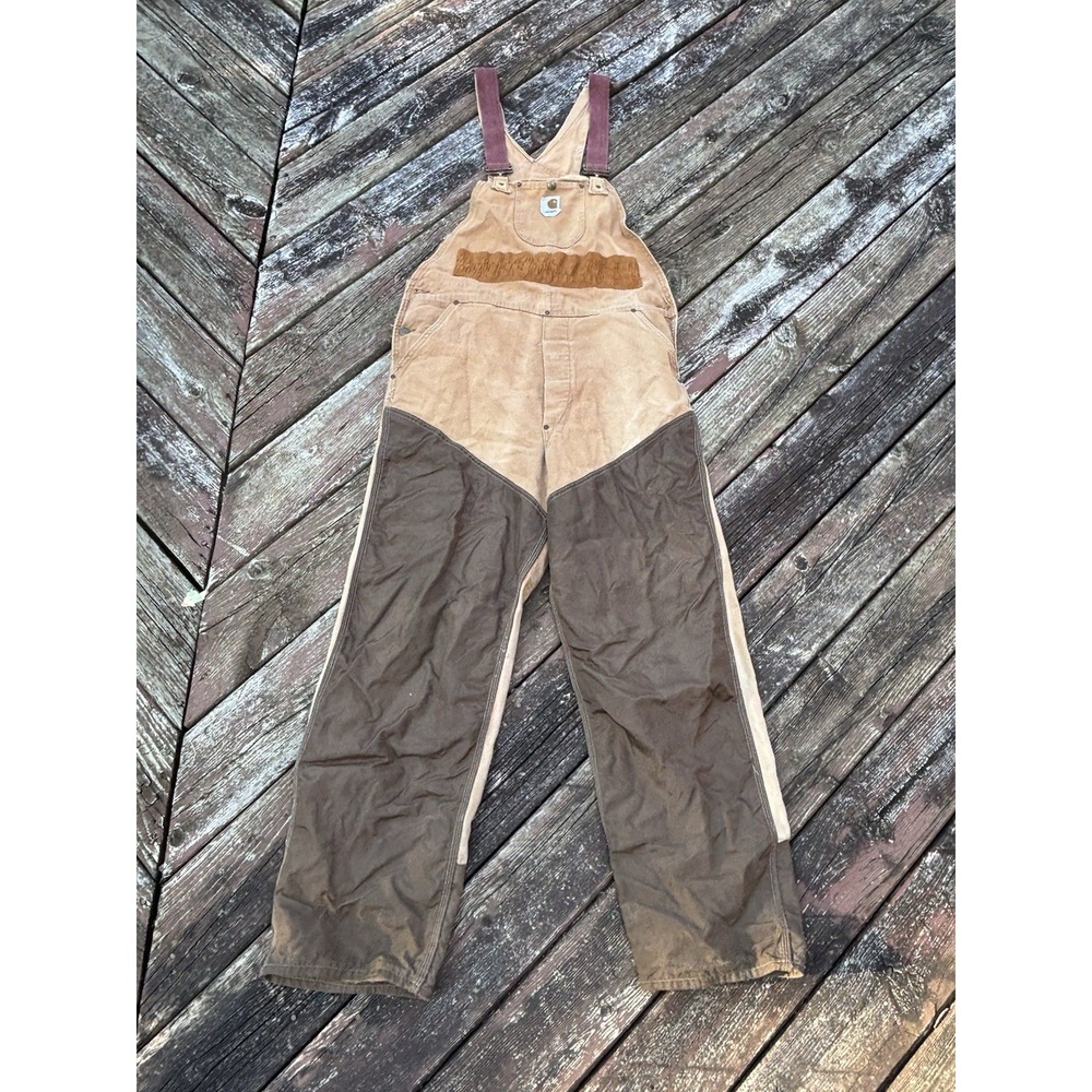Vintage Carhartt Hunting Bib Overalls Mens 34x30 Brush Guard BU256 USA Made